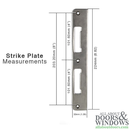 Strike Plate PC0039N – Latch & Deadbolt – 1.30 x 8.82 – Stainless Steel - Strike Plate PC0039N – Latch & Deadbolt – 1.30 x 8.82 – Stainless Steel