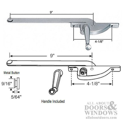 Hope Operator, 9 Arm, 4-1/8 Screws, Right Hand Casement - Choose Color - Hope Operator, 9 Arm, 4-1/8 Screws, Right Hand Casement - Choose Color