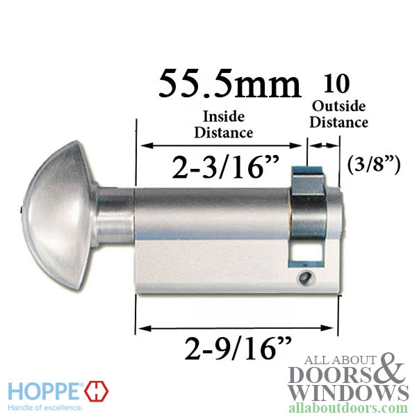 Hoppe 55.5/10 Inactive 90° Non-Logo Non-Keyed Profile Cylinder Lock - Hoppe 55.5/10 Inactive 90° Non-Logo Non-Keyed Profile Cylinder Lock