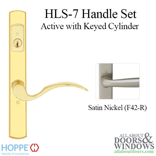 HOPPE HLS7 Handle Set with Munchen Lever Keyed Active Satin Nickel - HOPPE HLS7 Handle Set with Munchen Lever Keyed Active Satin Nickel
