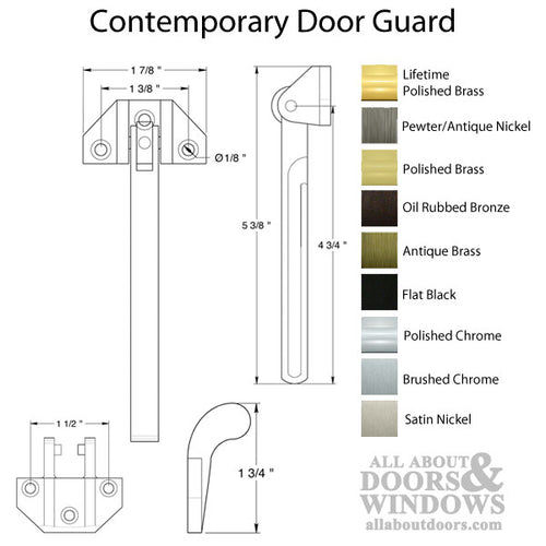 6-3/4 in Contemporary Door Guard - Choose Finish - 6-3/4 in Contemporary Door Guard - Choose Finish