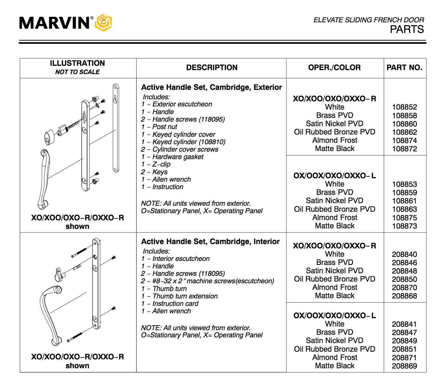 Elevate series, Sliding French Door Handle, Exterior Active Keyed, RH - White - Elevate series, Sliding French Door Handle, Exterior Active Keyed, RH - White