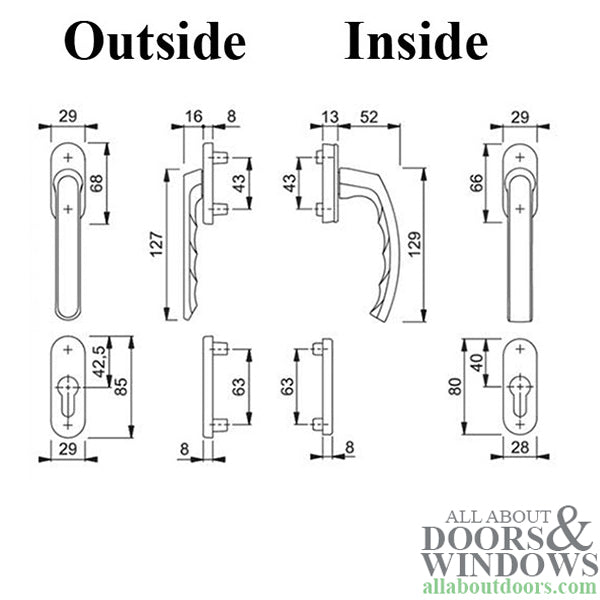 London, balcony hardware, White - London, balcony hardware, White