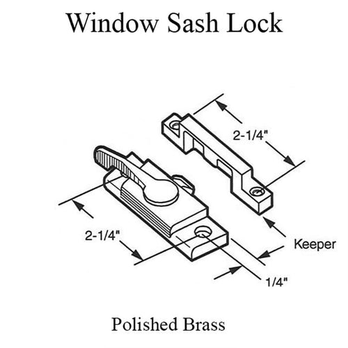 Sash / Cam Lock - Vinyl and Aluminum Sash Hardware, Diecast - Brass - Sash / Cam Lock - Vinyl and Aluminum Sash Hardware, Diecast - Brass