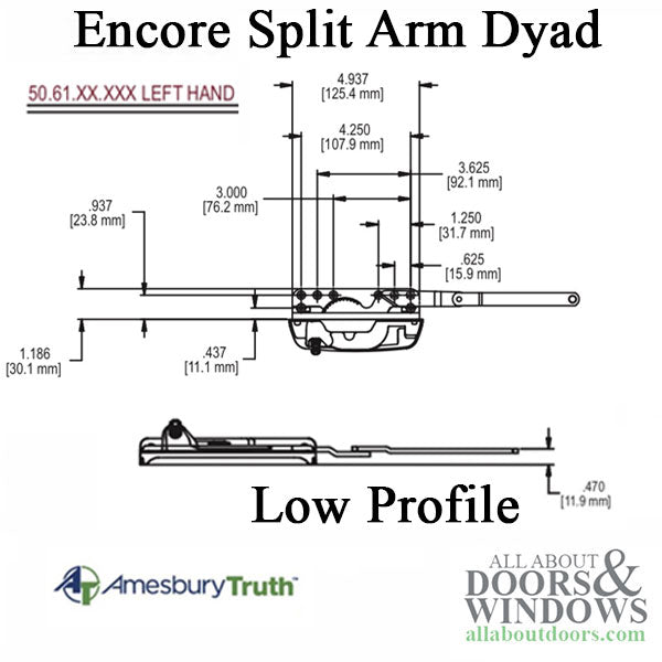 Truth 50.61 Encore Split Arm Dyad Operator, Low Profile, Left Hand - Truth 50.61 Encore Split Arm Dyad Operator, Low Profile, Left Hand