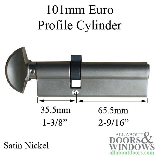 35.5/65.5 101mm Hoppe Euro Profile Cylinder - Satin Nickel