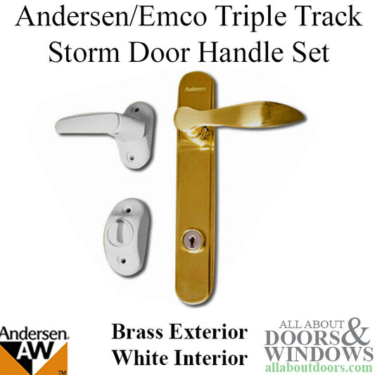 Emco 300 Series Colonial / Triple Track Storm Door Handle Set - Brass / White