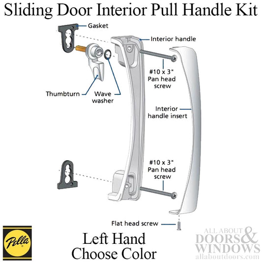 Interior Sliding Door Pull Handle XO - Left Hand - Choose Color