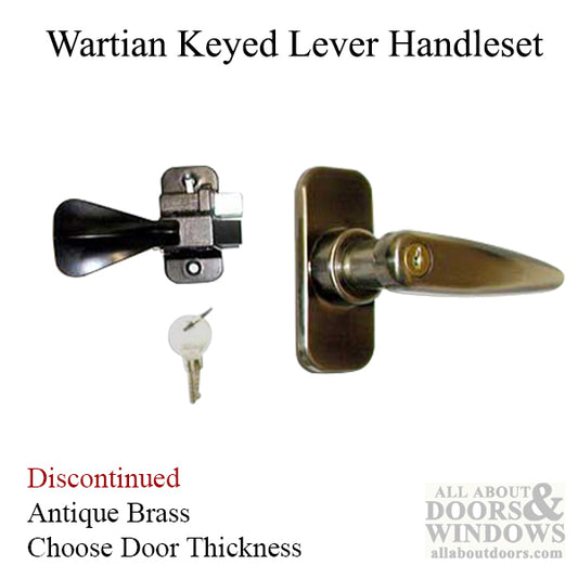 Wartian Handle Set, Keyed Lever - Antique Brass - Choose Door Thickness