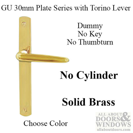 G-U Torino Handle and 30mm Plate Series, Solid Brass, Dummy, No Key, No Thumbturn (Handles DO NOT Move), Choose Color