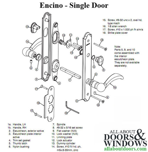 Hardware Kit, Single Door, Encino, Active Door - Distressed Bronze - Hardware Kit, Single Door, Encino, Active Door - Distressed Bronze