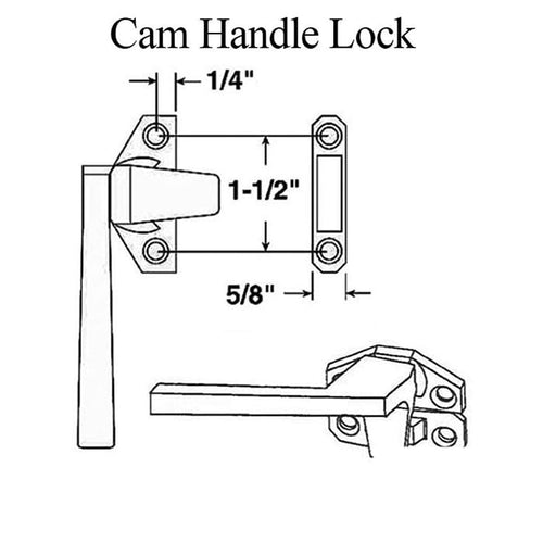 Casement Window Cam Handle Lock Left Handed 1.5 Inch Screw Hole Spacing Handle Lock - Casement Window Cam Handle Lock Left Handed 1.5 Inch Screw Hole Spacing Handle Lock