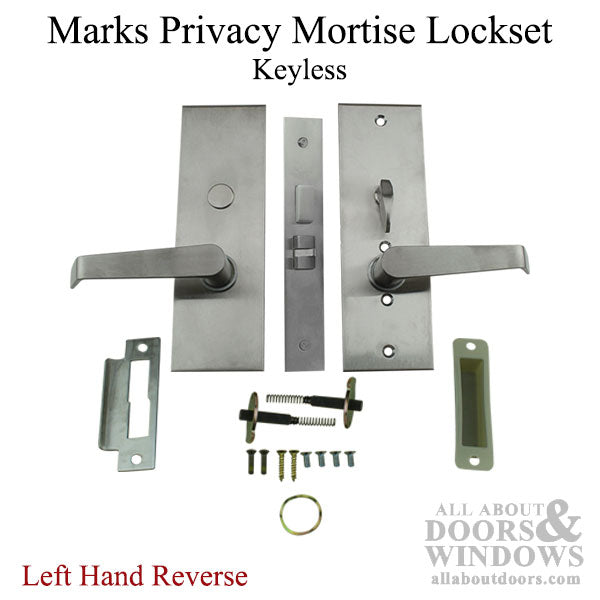 Marks Privacy Lever and Plate Mortise Lockset Left Hand Reverse Satin Chrome - Marks Privacy Lever and Plate Mortise Lockset Left Hand Reverse Satin Chrome