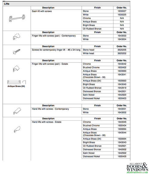 Andersen Contemporary Hand Lift, 200 Series (plastic) - White - Andersen Contemporary Hand Lift, 200 Series (plastic) - White