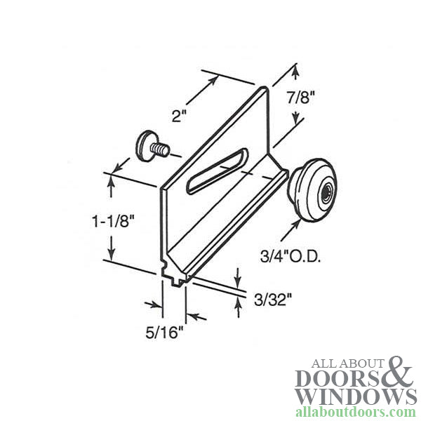 Discontinued - Shower Door Oval  Roller  w/ Bracket 3/4 Inch  Wheel - Discontinued - Shower Door Oval  Roller  w/ Bracket 3/4 Inch  Wheel