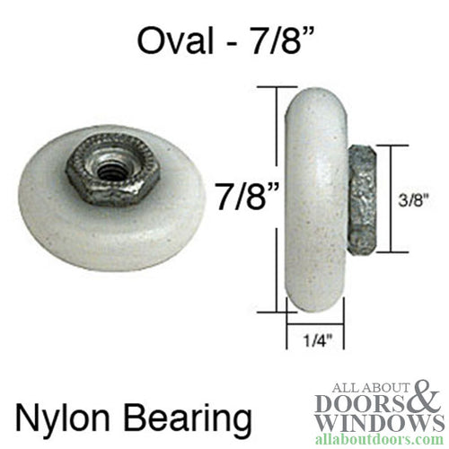 Oval Nylon Ball Bearing Wheel Roller for Shower Doors 7/8