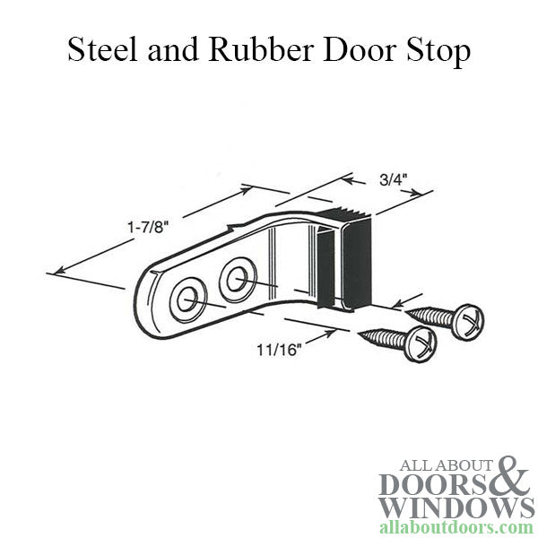 Stop, Bypass Closet Door, 1-7/8 X 3/4, Steel and Rubber - Acme N - Stop, Bypass Closet Door, 1-7/8 X 3/4, Steel and Rubber - Acme N