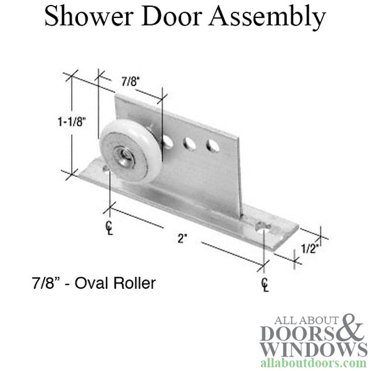 Shower Door Roller Assembly, Roller 7/8 Inch Oval Edge