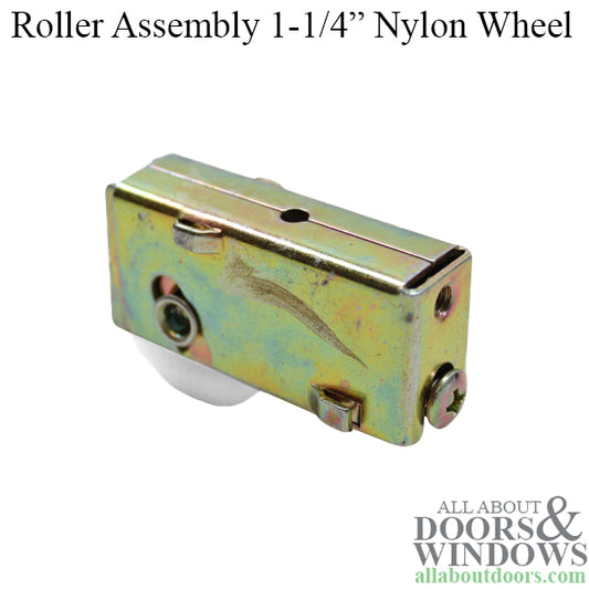 Roller Assembly for Sliding Patio Doors with Adjustable Steel Housing 1.25 Inch Nylon Wheel Diameter