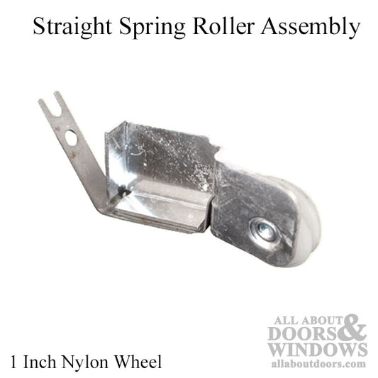 Straight Spring Tension Roller Assembly with 1 Inch Nylon Wheel for Sliding Screen Door