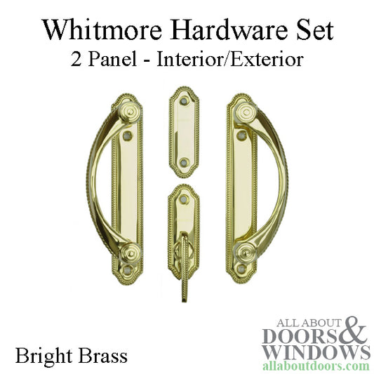 Andersen Frenchwood Gliding Door Trim Hardware, Whitmore, 2 Panel Interior and Exterior - Polished Brass