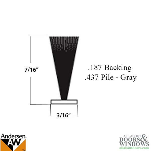 Andersen Window Weatherstrip Frenchwood Sliding Doors Insect Screen Bug Seal .187 Inch back .437 Inch tall Gray - Andersen Window Weatherstrip Frenchwood Sliding Doors Insect Screen Bug Seal .187 Inch back .437 Inch tall Gray