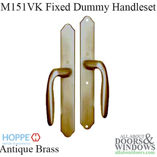 HOPPE HLS 9000 Sliding Door Handle Set with Verona Lever Fixed Dummy Antique Brass