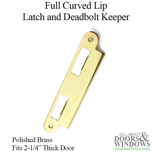 Latch & Deadbolt Strike Plate, 57mm Extended, 2-1/4 Door - Polished Brass