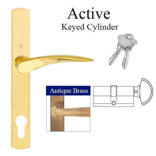 HOPPE Multipoint Handle Set with Rodos Lever Active Antique Brass - HOPPE Multipoint Handle Set with Rodos Lever Active Antique Brass