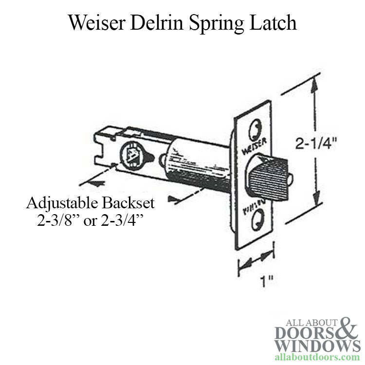 Weiser Springlatch, Adjustable Backset, Square Face, Delrin Latch Bolt - Weiser Springlatch, Adjustable Backset, Square Face, Delrin Latch Bolt