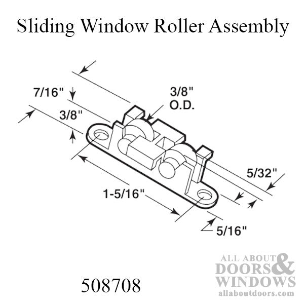 Roller Assembly (Flat) - Sliding Windows, Nylon / Brass - Roller Assembly (Flat) - Sliding Windows, Nylon / Brass