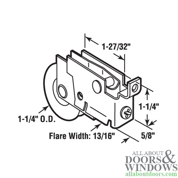 1-1/4  Steel Wheel, Roller Assembly - 1-1/4  Steel Wheel, Roller Assembly