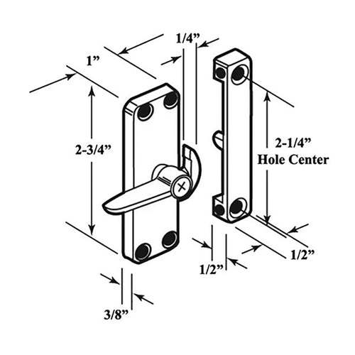 Right Hand Surface Mount Latch for Sliding Screen Door - Black - Right Hand Surface Mount Latch for Sliding Screen Door - Black