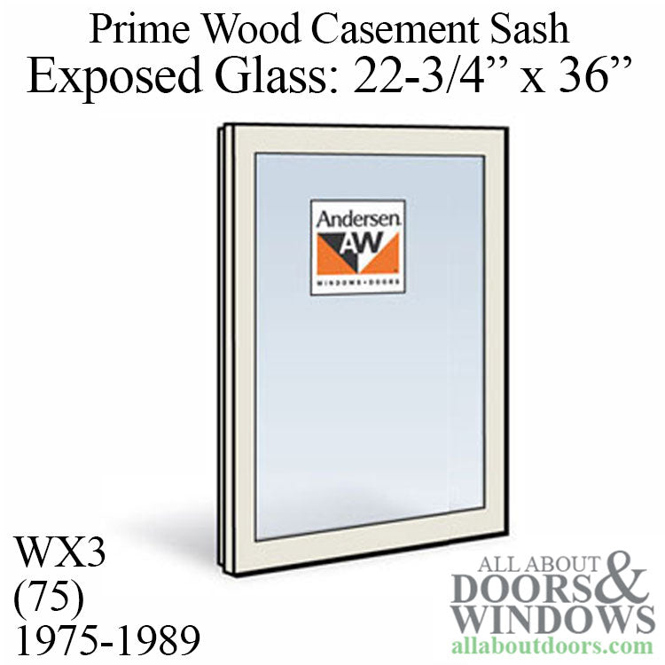 Andersen Dual Pane Sash, WX3 (77)  EG 22-3/4, 1975-1989 - Andersen Dual Pane Sash, WX3 (77)  EG 22-3/4, 1975-1989