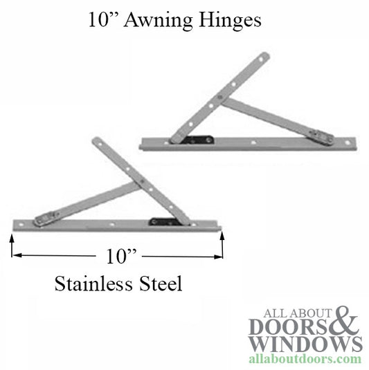 Truth 13.43 Awning Window 10" Track & Hinges, Pairs -Stainless Steel