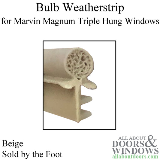 Bulb Weatherstrip for Center Sash Stile for Marvin Magnum Triple Hung Windows