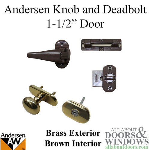 Andersen Knob and Deadbolt Kit 1-1/2 Inch Door - Brass / Brown - Andersen Knob and Deadbolt Kit 1-1/2 Inch Door - Brass / Brown