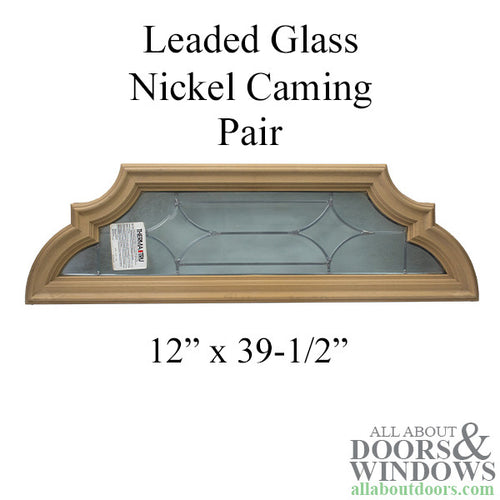 Scrolled Top/ Bottom, Starburst Center,  Leaded, Beveled Glass, Nickel Caming - L & R Pair - Scrolled Top/ Bottom, Starburst Center,  Leaded, Beveled Glass, Nickel Caming - L & R Pair