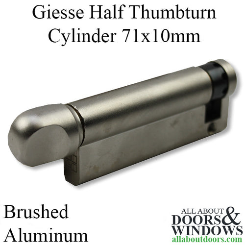 Giesse Half Thumbturn Cylinder, 71/10, Brushed Alumimum - Giesse Half Thumbturn Cylinder, 71/10, Brushed Alumimum