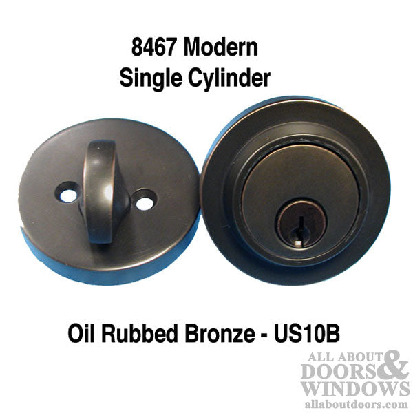 Round Modern Deadbolt 2-3/8 BS  - Oil Rubbed Bronze - Round Modern Deadbolt 2-3/8 BS  - Oil Rubbed Bronze