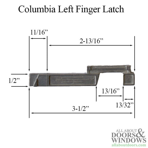 Columbia Finger Latch,  808 Series Storm Window - Left - Columbia Finger Latch,  808 Series Storm Window - Left