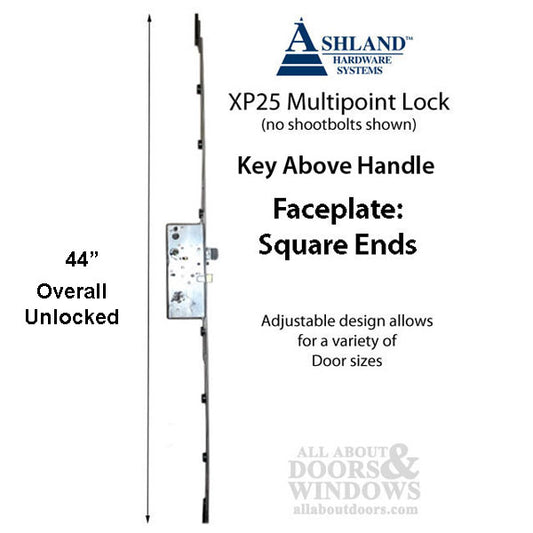 Ashland XP25 3 point Shootbolt Multipoint Lock, 60mm backset, 20mm faceplate Square Ends