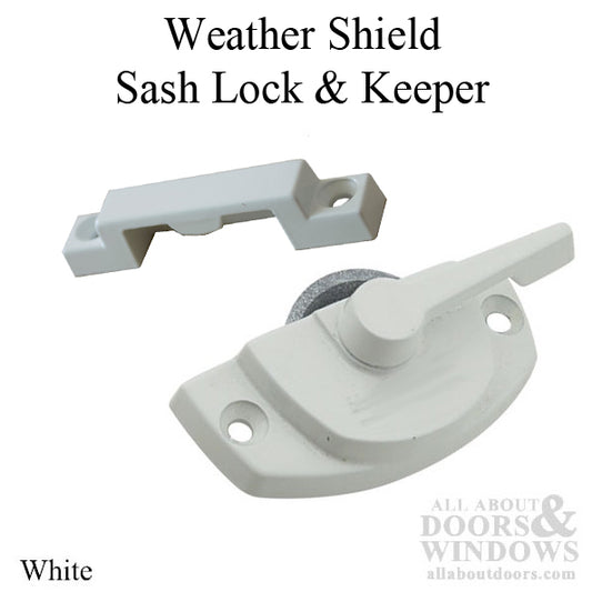 Sash Lock and keeper, 2-1/16" - White, used by Weathershield