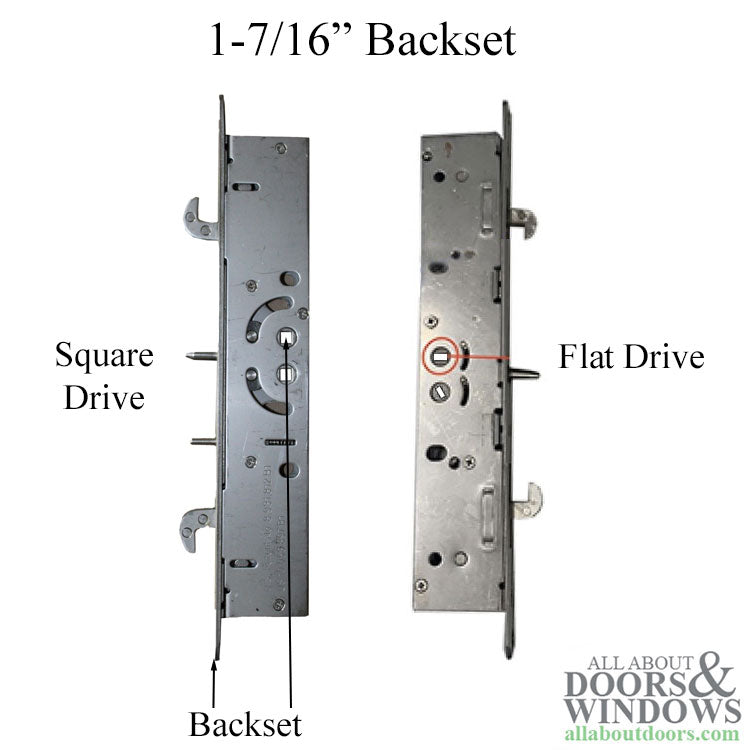 Sliding door Dual Point mortise lock, 2 hook, square drive - Sliding door Dual Point mortise lock, 2 hook, square drive