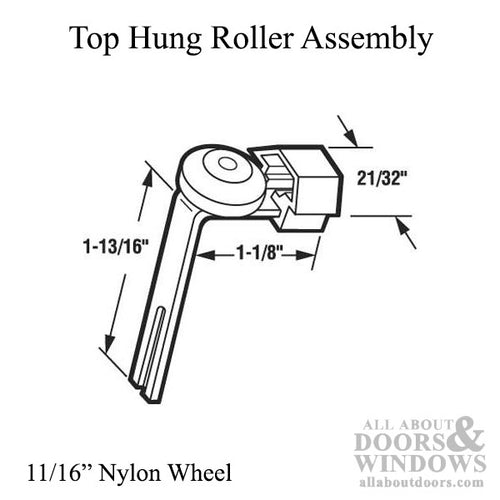 Top Hung Roller Assembly with 11/16 Inch Nylon Wheel for Sliding Screen Door - Top Hung Roller Assembly with 11/16 Inch Nylon Wheel for Sliding Screen Door