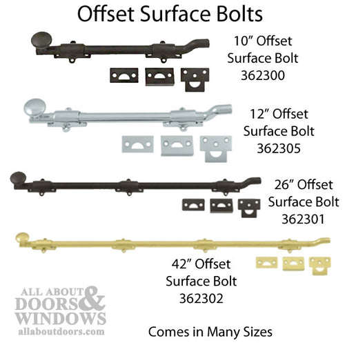 42'' Offset Flush Bolt, Heavy Duty Brass - Choose Finish - 42'' Offset Flush Bolt, Heavy Duty Brass - Choose Finish