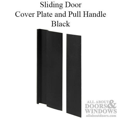 Aluminum Cover Plate and Pull Handle for Sliding Door - Black - Aluminum Cover Plate and Pull Handle for Sliding Door - Black