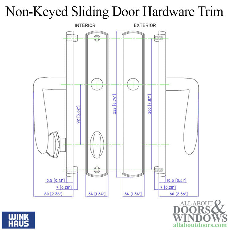 Botticelli Non-Keyed Entry, Winkhaus Sliding Door Hardware Trim - Botticelli Non-Keyed Entry, Winkhaus Sliding Door Hardware Trim