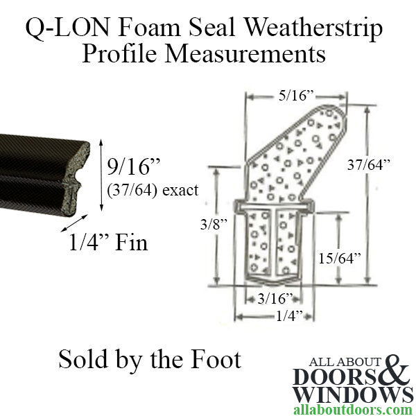 Q-Lon Foam Seal Weatherstrip, Sold by the Foot - Choose Color - Q-Lon Foam Seal Weatherstrip, Sold by the Foot - Choose Color