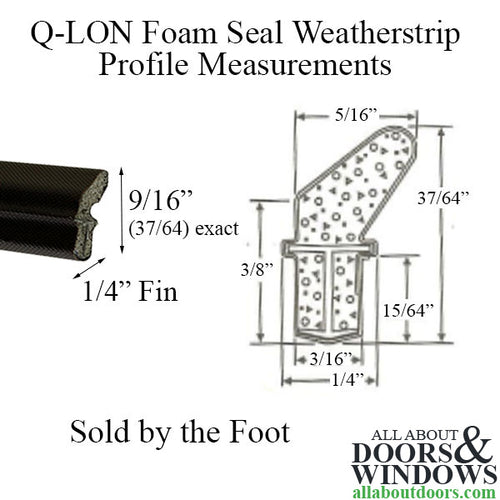 Q-Lon Foam Seal Weatherstrip, Sold by the Foot - Choose Color - Q-Lon Foam Seal Weatherstrip, Sold by the Foot - Choose Color